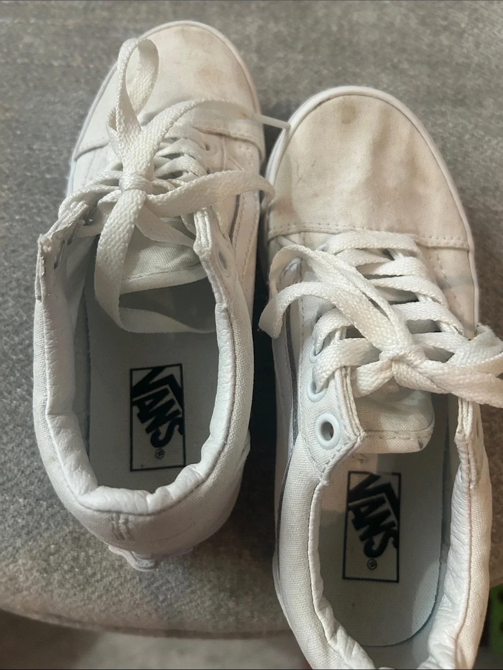 White VANS Canvas Kids Low-Top Sneakers